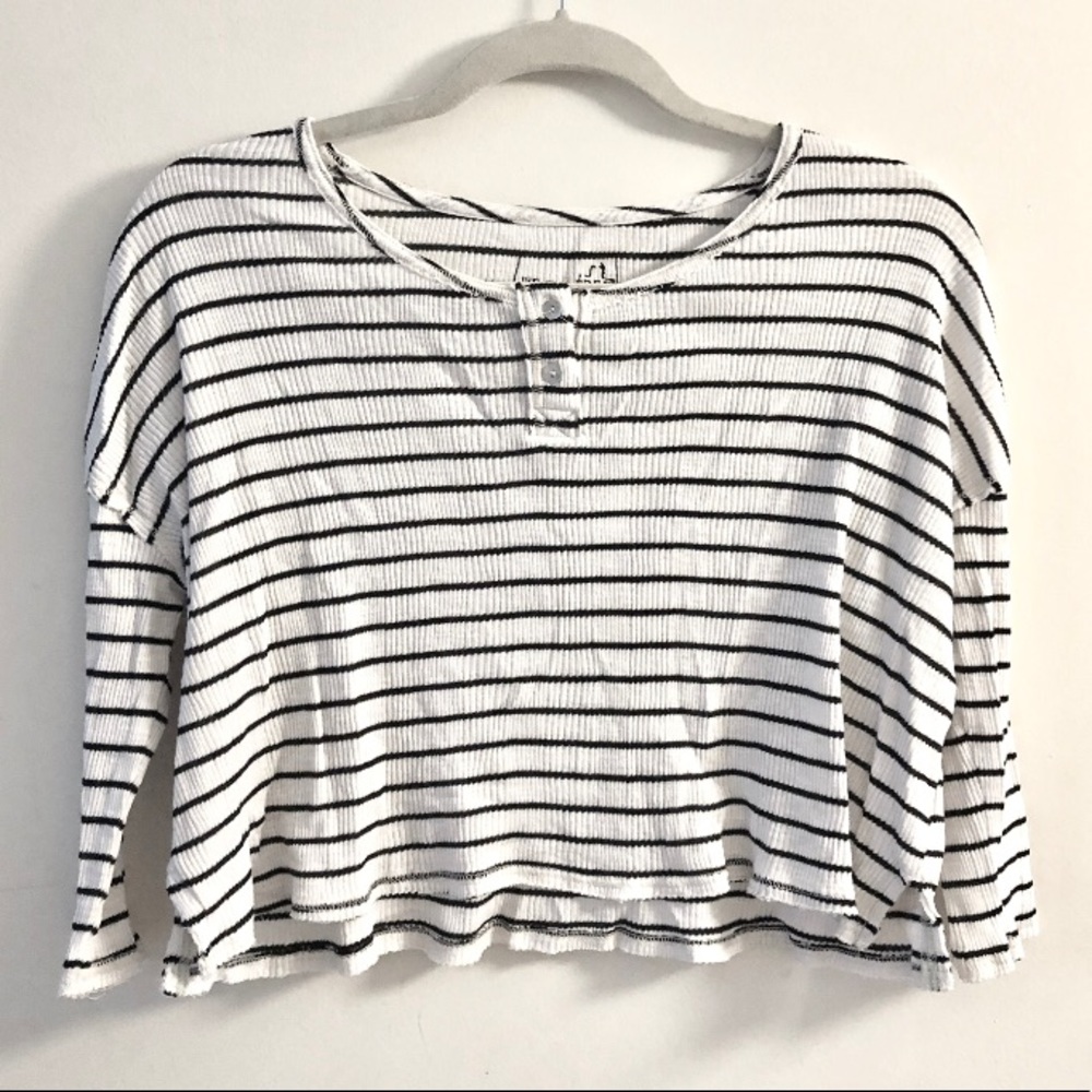 We The Free Black and White Striped Top